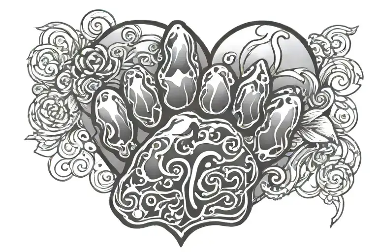 Dog Paw With Heart And Dogs Name Intertwined