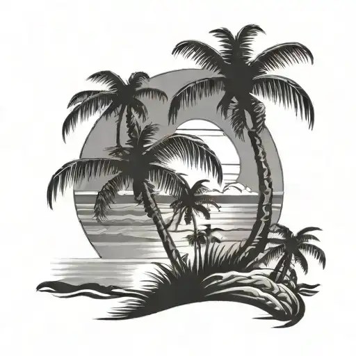 Palm Tree And Beach Sunset