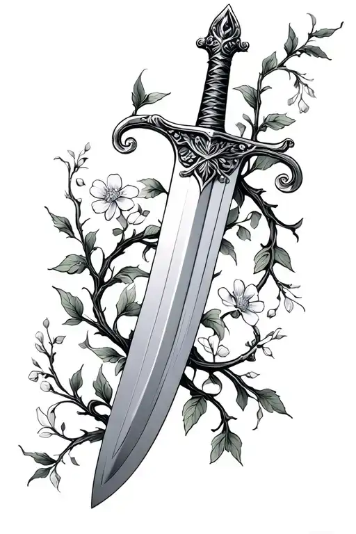 Sword With Small Blooms On Vine Wrapping
