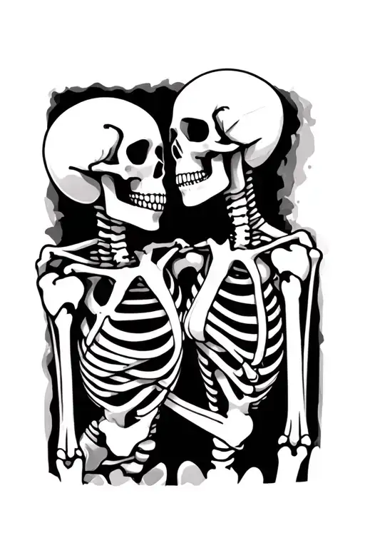 Skeleton Couple Staring At Each Other