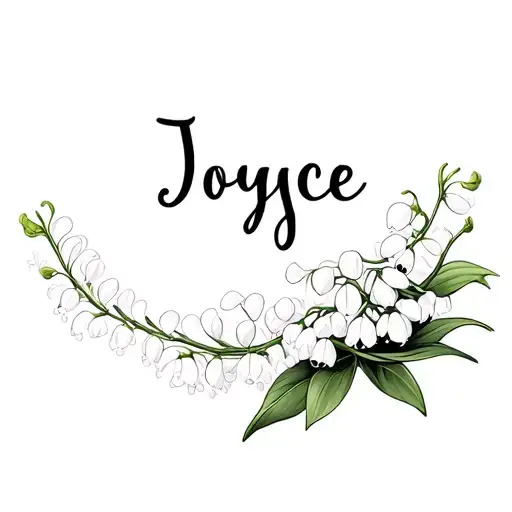Lily Of The Valley Flowers With Joyce As The Name Written In A Calligraphy Font