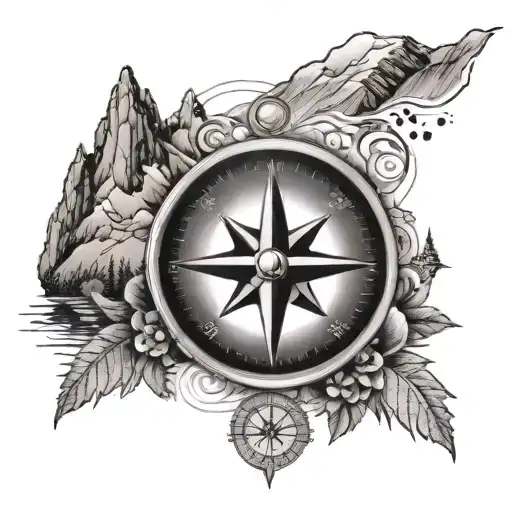 Compass With Mountains