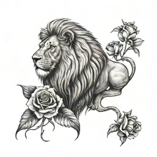 Lion And Roses