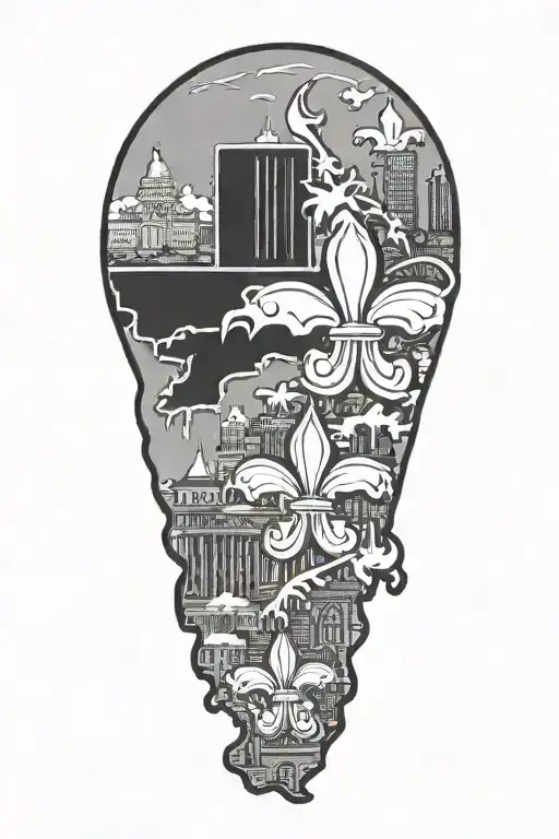 Louisiana State With Houston City Outline