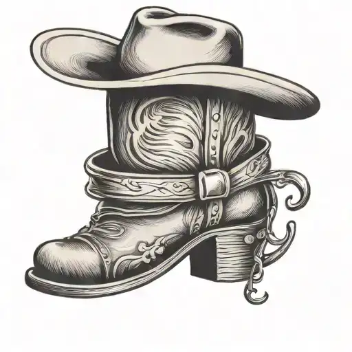 Cowboy Boot Wearing A Cowboy Hat