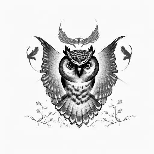 Owl Flying In Graveyard