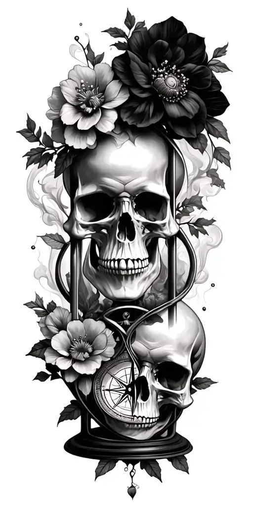 Skulls Flowers Smoke Trees Hourglass Compass