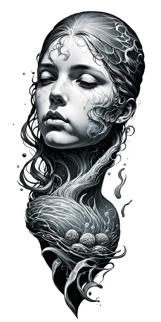 Human Statue Under Ocean