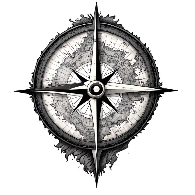 Map Compass Rose With Topographical Map