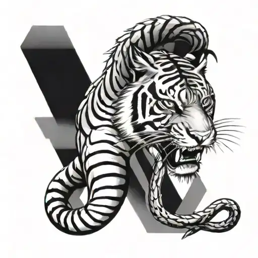 Dicipline Strength Courage With Tiger Or Snake Wrapped