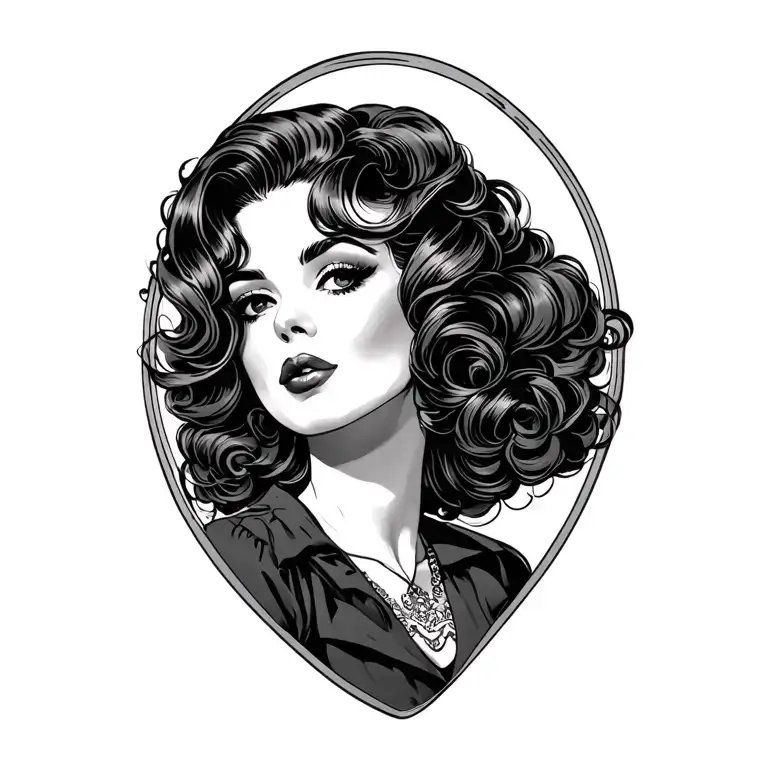 Pin Up Girl With Brunette Hair