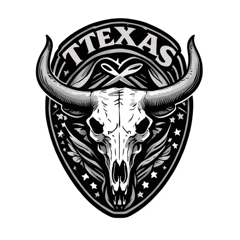 State Of Texas With A Bull Skull