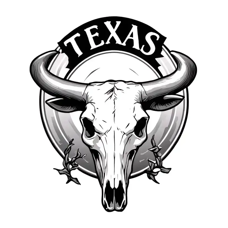 Texas Shaoe With A Bull Skull In Front Of It
