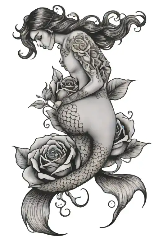 Nude Mermaid Rose Tail