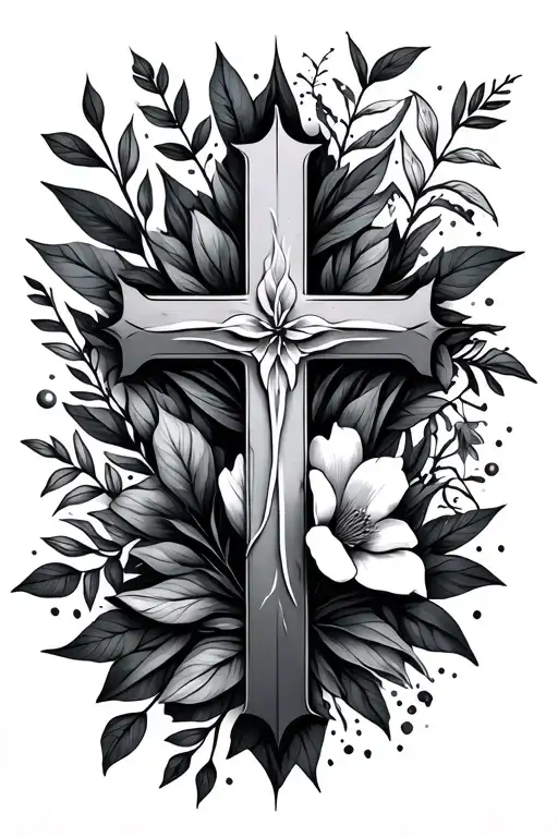 Simple Cross With Botanical Background