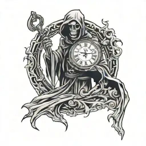 Grim Reaper Holding A Clock