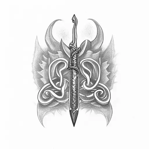 A Dagger And Has A Serpent Intertwining Around The Dagger