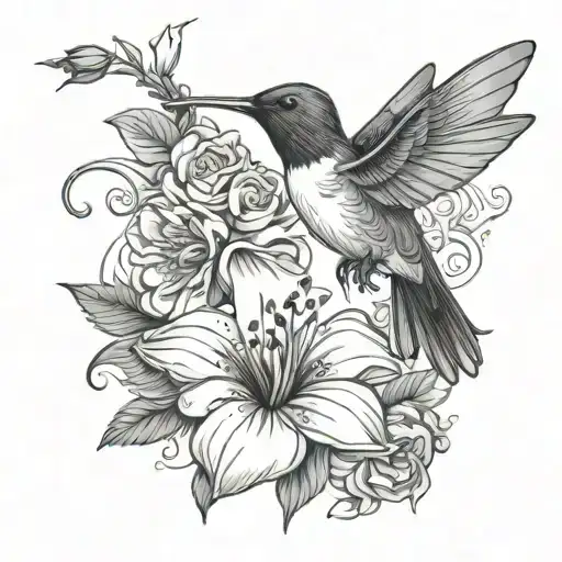 Humming Bird And Flower