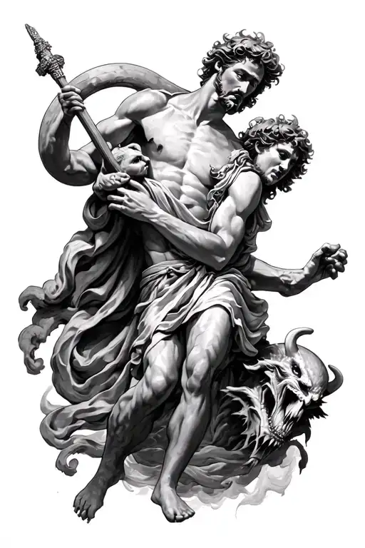 Saint Christopher Fighting A Demon