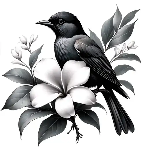 Frangipani With Bird