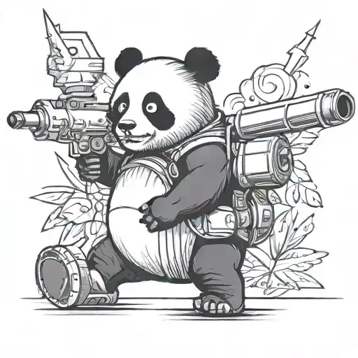 Cool Panda With Bazooka Rocket On Shoulder