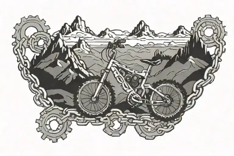 Bike Chain As A Mountain Range Silhouette