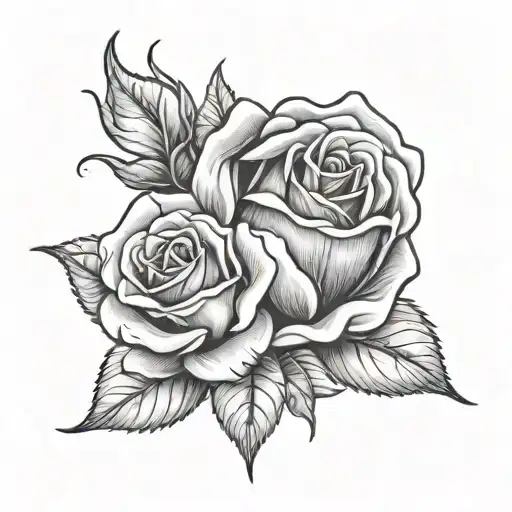 Rose Head With Three Small Hearts