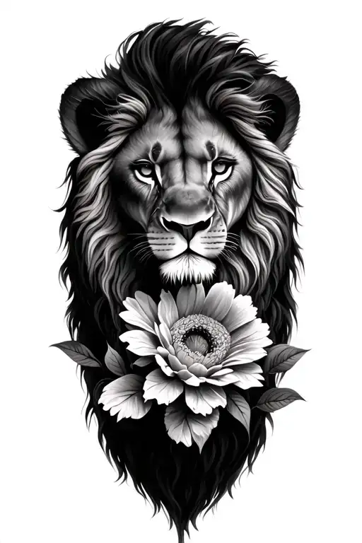 Lion Woman Cub Cub Flowers