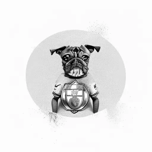 A Manchester City Football Jersey With A Dog Sitting On Top