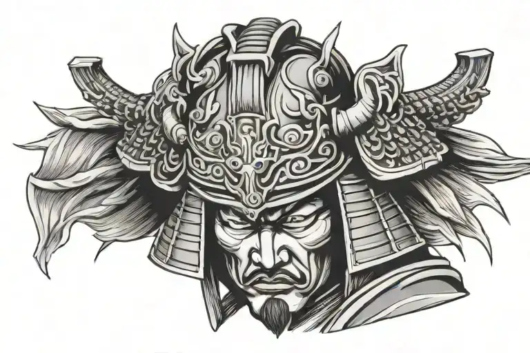 Samurai Head With Helmet