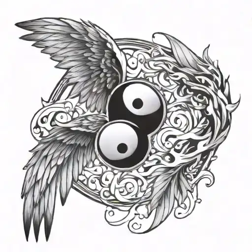 Ying Yang Wings Water Air Fire