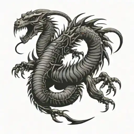 Scorpion Fighting A Dragon Tattoo Design