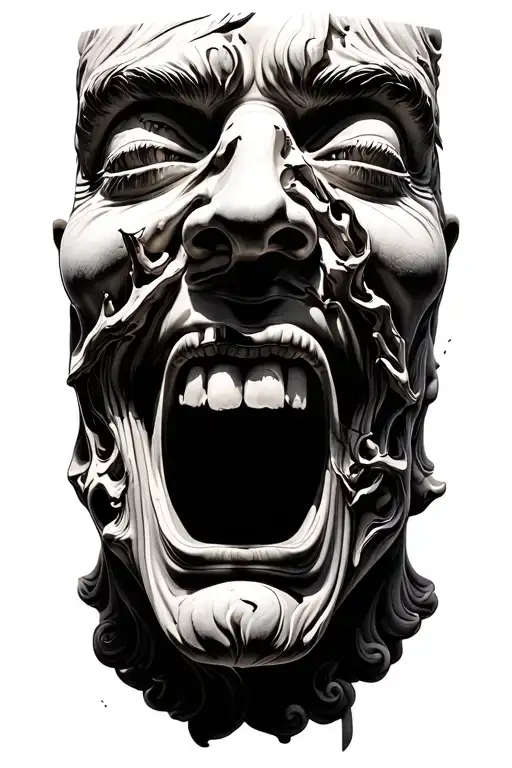 New Face Breaking From A Statue Head