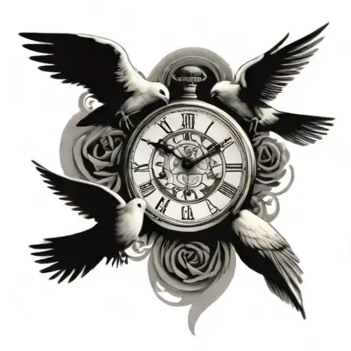 Doves Carrying Clock