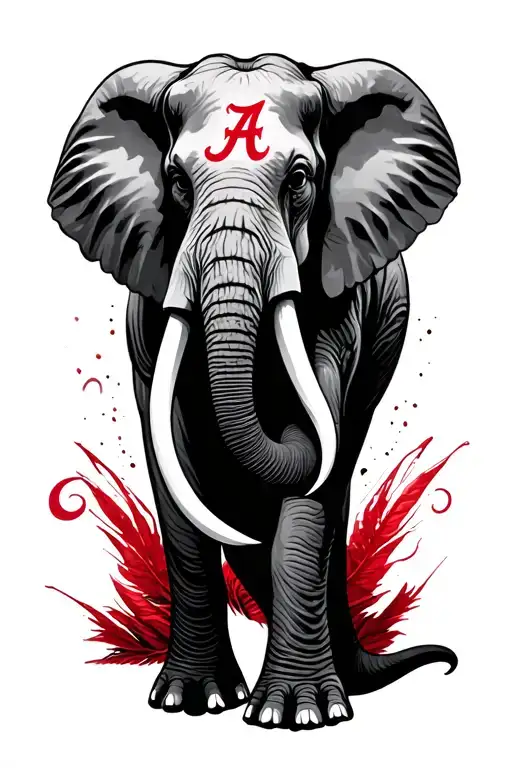 African Art Representation And Elephant Alabama Crimson Tide