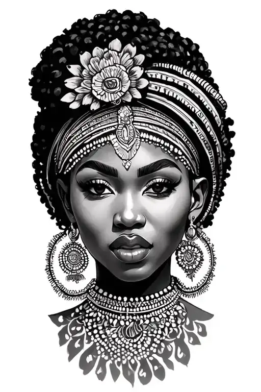 African Art Representation Black Queen
