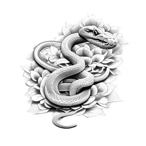 Snake Moving Through Flowers