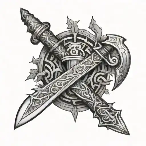 Forest Runes On The Sword Handle