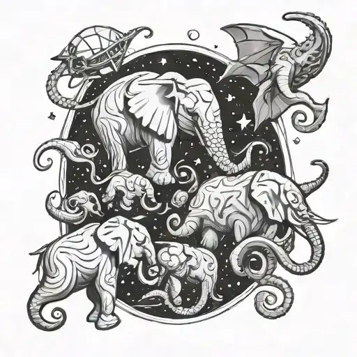 Space And Octopus And Elephants