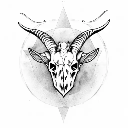 Goat Skull With Leviathan Cross And Pentagram Background