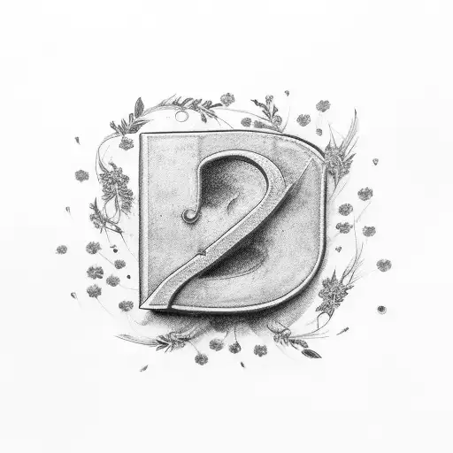 White Background With Letter J Written In Calligraphy With Blue Forget Me Nots On The Letter