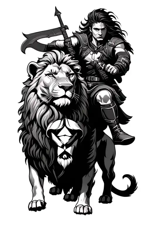 Archer Riding A Lion