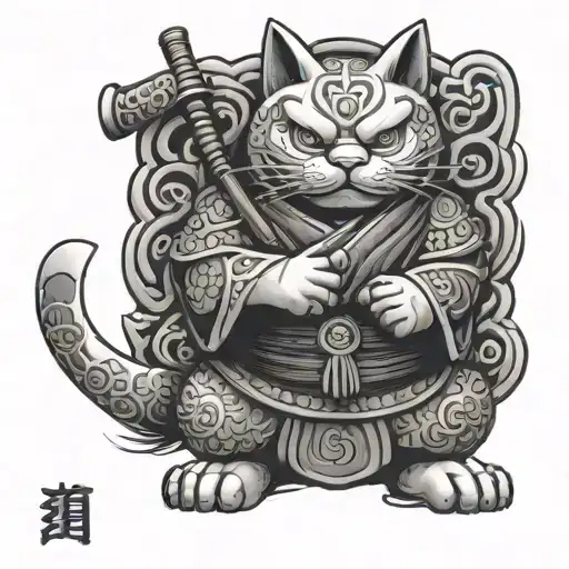 Scary Japanese Samurai Manekineko