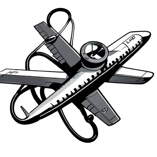 Minimalist Airplane With Stethoscope Intertwined