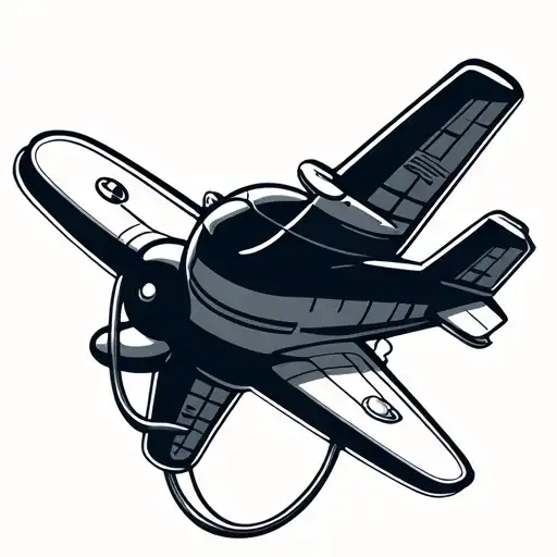 Minimalist Line Art Airplane With Stethoscope Intertwined