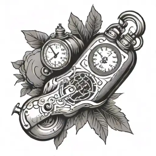 Tattoo Representing A Little Men With A Shadow Of Himself And A Social Battery Meter Half Empty