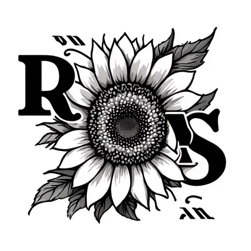 R O X A S Name Tattoo On The Arm Sleeve Decent Design With Sunflower