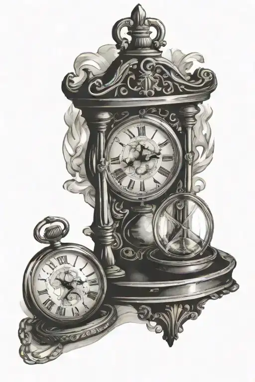Two Pocket Watches Hourglass Window