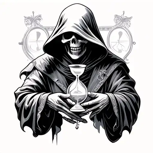 Grim Reaper Holding An Hourglass