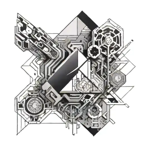 Geometri And Cyberpunk Inspired Tattoo Featuring